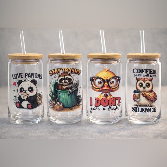 Other - 16oz Glass Can Tumbler | Bamboo Lid & Straw | l | Buyer’s Choice